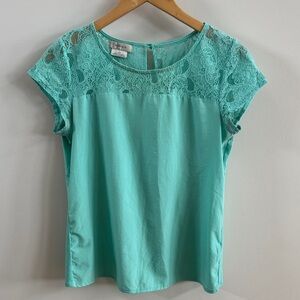Van Heusen Aqua top with Lace Detailing